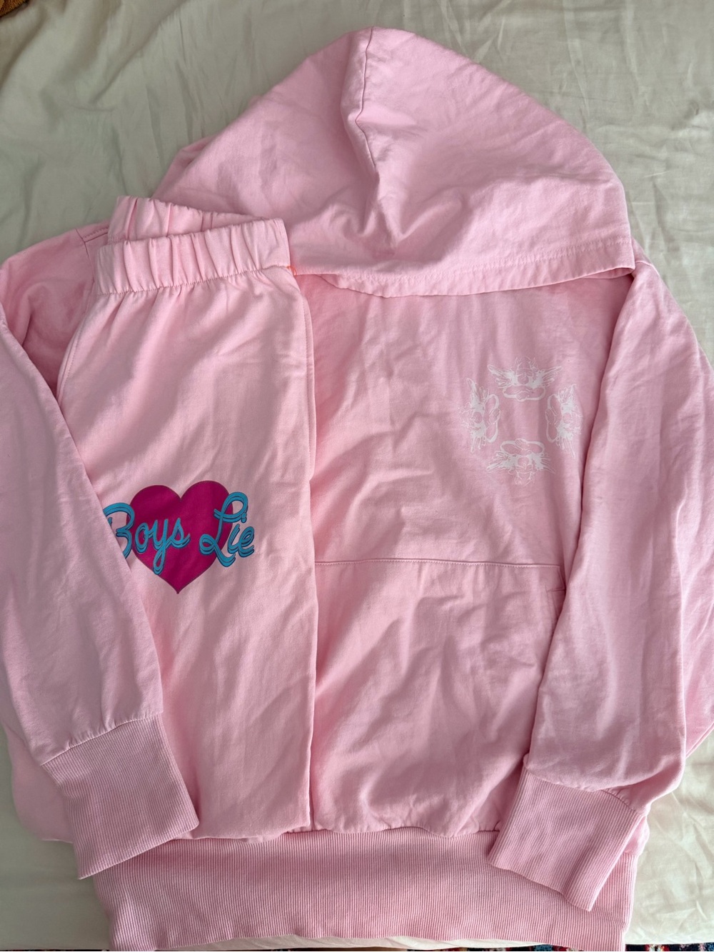 Boys lie pink sweatshirt sweatpants set nwt medium
